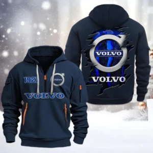 Volvo Half Zip Hoodie, All Over Print Half Zip Hoodies For Men CAR198032746 - Navy