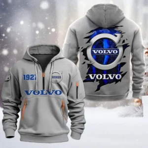 Volvo Half Zip Hoodie, All Over Print Half Zip Hoodies For Men CAR198032746 - Gray