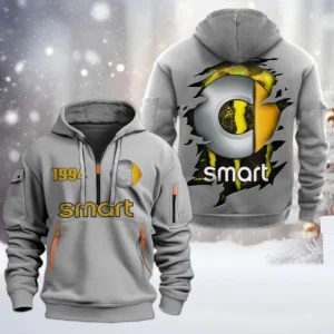 Smart Half Zip Hoodie, All Over Print Half Zip Hoodies For Men CAR198032749 - Gray