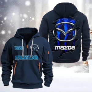 Mazda Half Zip Hoodie, All Over Print Half Zip Hoodies For Men CAR198032751 - Navy
