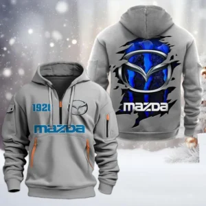 Mazda Half Zip Hoodie, All Over Print Half Zip Hoodies For Men CAR198032751 - Gray