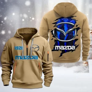Mazda Half Zip Hoodie, All Over Print Half Zip Hoodies For Men CAR198032751 - Khaki