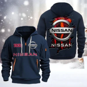 Nissan Half Zip Hoodie, All Over Print Half Zip Hoodies For Men CAR198032752 - Navy