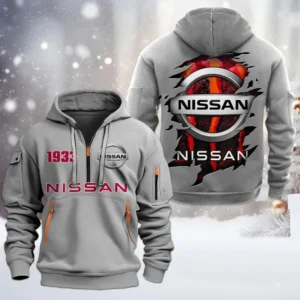 Nissan Half Zip Hoodie, All Over Print Half Zip Hoodies For Men CAR198032752 - Gray