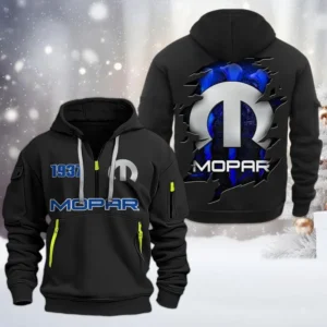 Mopar Half Zip Hoodie, All Over Print Half Zip Hoodies For Men CAR198032757 - Black