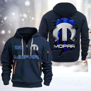 Mopar Half Zip Hoodie, All Over Print Half Zip Hoodies For Men CAR198032757 - Navy