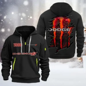 Dodge Half Zip Hoodie, All Over Print Half Zip Hoodies For Men CAR198032758 - Black