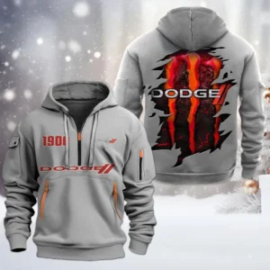 Dodge Half Zip Hoodie, All Over Print Half Zip Hoodies For Men CAR198032758 - Gray