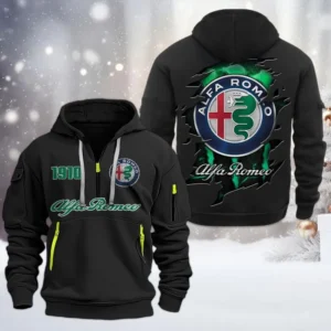 Alfa Romeo Half Zip Hoodie, All Over Print Half Zip Hoodies For Men CAR198032759 - Black