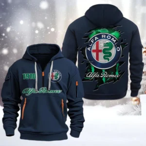 Alfa Romeo Half Zip Hoodie, All Over Print Half Zip Hoodies For Men CAR198032759 - Navy