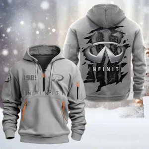 Infiniti Half Zip Hoodie, All Over Print Half Zip Hoodies For Men CAR198032760 - Gray