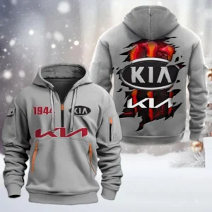 Kia Half Zip Hoodie, All Over Print Half Zip Hoodies For Men CAR198032762 - Gray