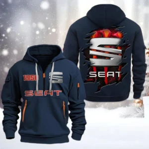 Seat Half Zip Hoodie, All Over Print Half Zip Hoodies For Men CAR198032764 - Navy