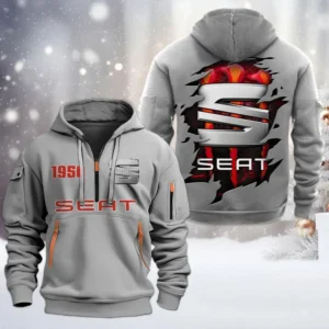 Seat Half Zip Hoodie, All Over Print Half Zip Hoodies For Men CAR198032764 - Gray