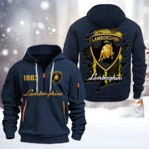Lamborghini Half Zip Hoodie, All Over Print Half Zip Hoodies For Men CAR198032766 - Navy
