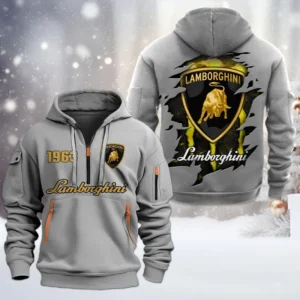 Lamborghini Half Zip Hoodie, All Over Print Half Zip Hoodies For Men CAR198032766 - Gray