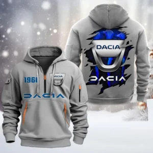 Dacia Half Zip Hoodie, All Over Print Half Zip Hoodies For Men CAR198032768 - Gray