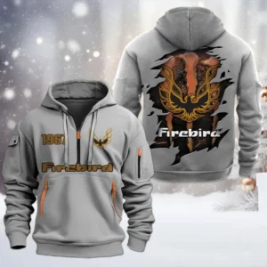 Firebird Pontiac Half Zip Hoodie, All Over Print Half Zip Hoodies For Men CAR198032769 - Gray