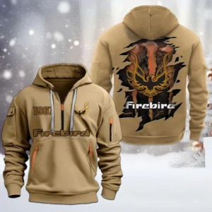 Firebird Pontiac Half Zip Hoodie, All Over Print Half Zip Hoodies For Men CAR198032769 - Khaki