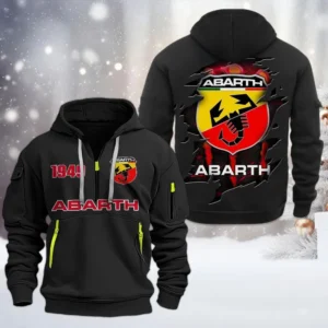 Abarth Half Zip Hoodie, All Over Print Half Zip Hoodies For Men CAR198032773 - Black