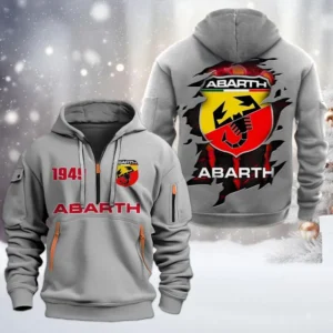 Abarth Half Zip Hoodie, All Over Print Half Zip Hoodies For Men CAR198032773 - Gray