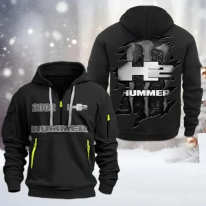 H2 Hummer Half Zip Hoodie, All Over Print Half Zip Hoodies For Men CAR198032774 - Black