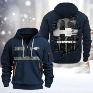 H2 Hummer Half Zip Hoodie, All Over Print Half Zip Hoodies For Men CAR198032774 - Navy