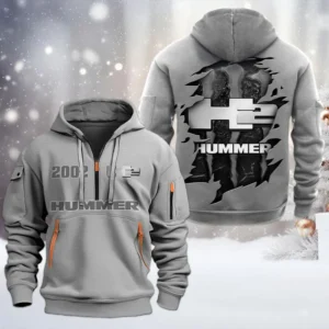 H2 Hummer Half Zip Hoodie, All Over Print Half Zip Hoodies For Men CAR198032774 - Gray