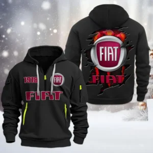 Fiat Half Zip Hoodie, All Over Print Half Zip Hoodies For Men CAR198032775 - Black