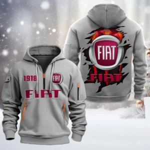 Fiat Half Zip Hoodie, All Over Print Half Zip Hoodies For Men CAR198032775 - Gray
