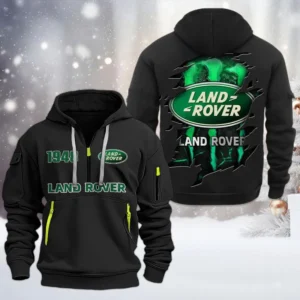 Land Rover Half Zip Hoodie, All Over Print Half Zip Hoodies For Men CAR198032776 - Black