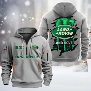 Land Rover Half Zip Hoodie, All Over Print Half Zip Hoodies For Men CAR198032776 - Gray