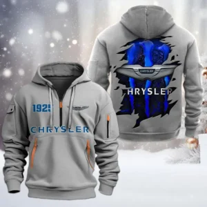 Chrysler Half Zip Hoodie, All Over Print Half Zip Hoodies For Men CAR198032777 - Gray