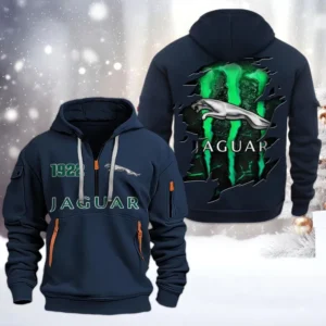 Jaguar Half Zip Hoodie, All Over Print Half Zip Hoodies For Men CAR198032778 - Navy