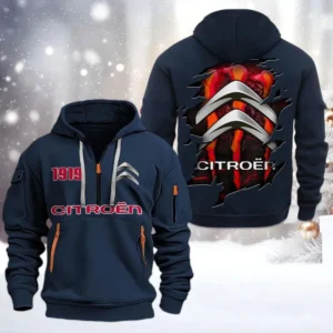 Citroen Half Zip Hoodie, All Over Print Half Zip Hoodies For Men CAR198032783 - Navy