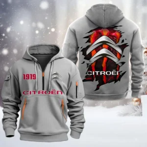 Citroen Half Zip Hoodie, All Over Print Half Zip Hoodies For Men CAR198032783 - Gray