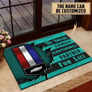 Chevrolet Camaro Doormat, All Over Print Doormat CAR199022762 - Cyan