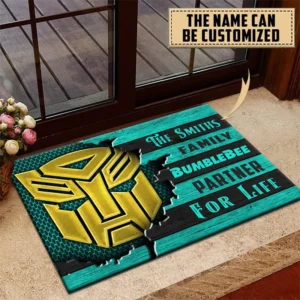 Bumblebee Doormat, All Over Print Doormat CAR199022780 - Cyan