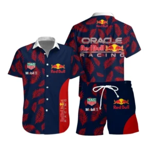 Red Bull Racing Hawaiian Shirt Set For Men, All Over Print Hawaiian Shirt Red Bull Racing CAR40304082503