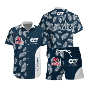 Scuderia Alpha Tauri Hawaiian Set For Men, All Over Print Hawaiian Set Scuderia Alpha Tauri CAR40304082509