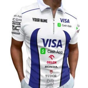 Visa Cash App RB Zipper Polo Shirt, All Over Print Zipper Polo Shirt Visa Cash App RB CAR41204112507