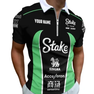 Stake F1 Zipper Polo Shirt, All Over Print Zipper Polo Shirt Stake F1 CAR41204112508