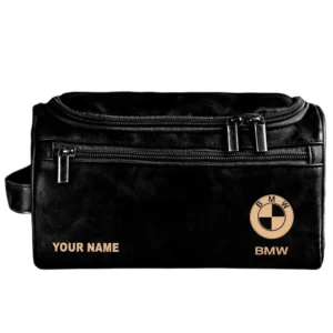 Bmw Leather Toiletry Bag, All Over Print Leather Toiletry Bag - Black CAR44005072516