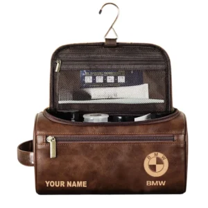 Bmw Leather Toiletry Bag, All Over Print Leather Toiletry Bag - Dark Brown CAR44005072516