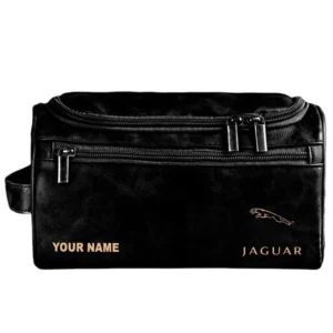 Jaguar Leather Toiletry Bag, All Over Print Leather Toiletry Bag - Black CAR44005072520