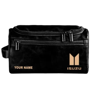 Isuzu Leather Toiletry Bag, All Over Print Leather Toiletry Bag - Black CAR44005072526