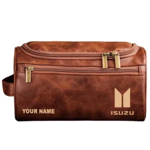 Isuzu Leather Toiletry Bag, All Over Print Leather Toiletry Bag - Red Brown CAR44005072526