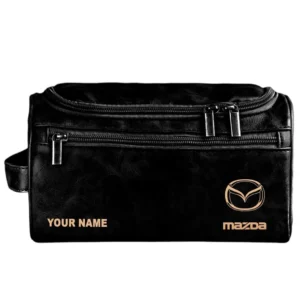 Mazda Leather Toiletry Bag, All Over Print Leather Toiletry Bag - Black CAR44005072558