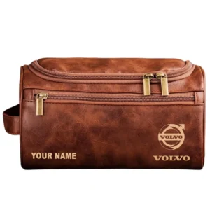 Volvo Leather Toiletry Bag, All Over Print Leather Toiletry Bag - Red Brown CAR44005072561