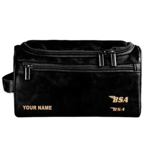 BSA Leather Toiletry Bag, All Over Print Leather Toiletry Bag - Black CAR44105072524